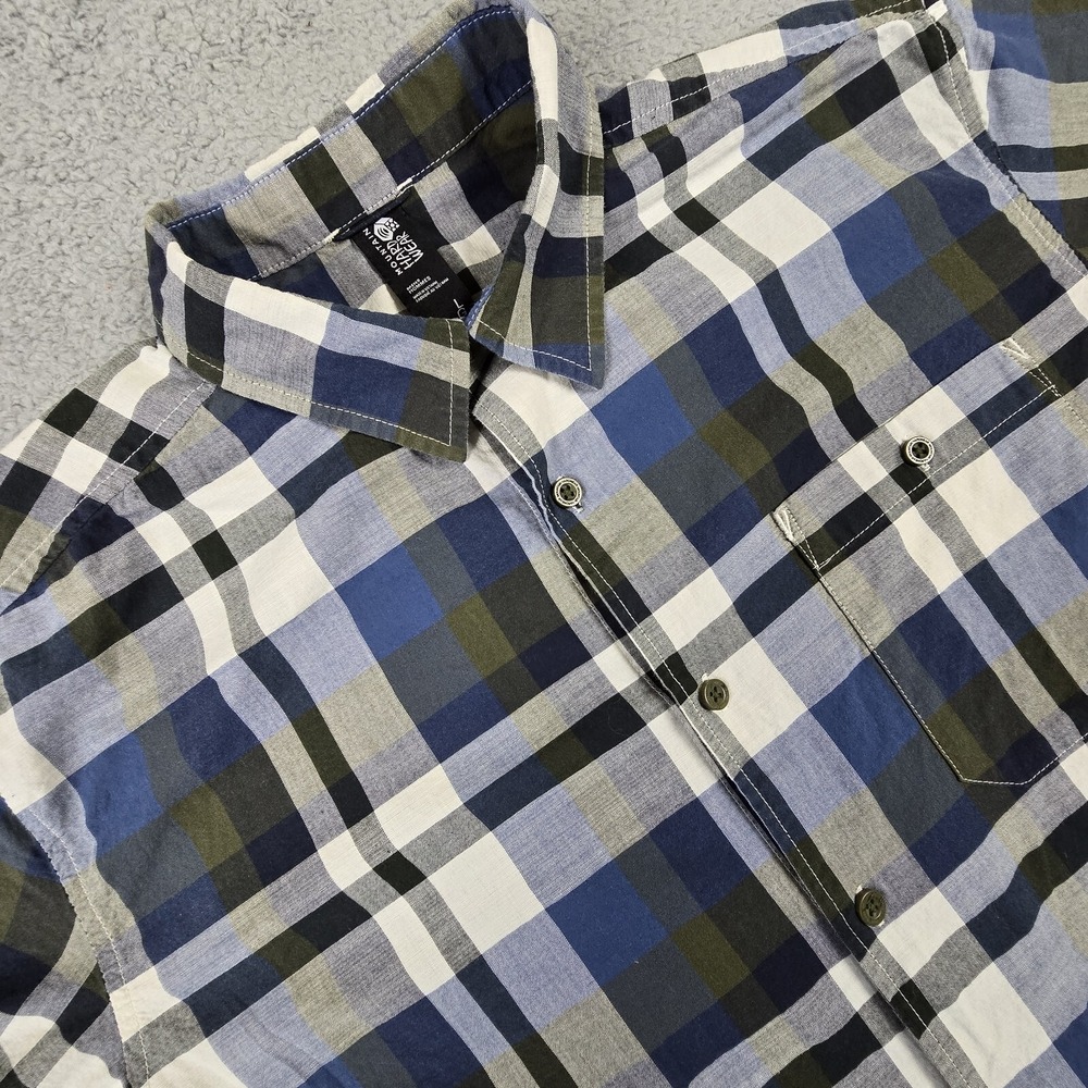 Mountain Hard‎ Wear Shirt Mens Large Plaid Button up Short Sleeve Camp Hiking
